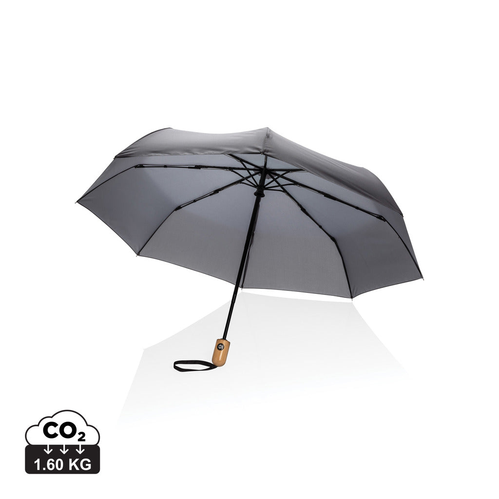 21' Impact AWARE™ RPET 190T bamboo auto open/close umbrella - Anthracite