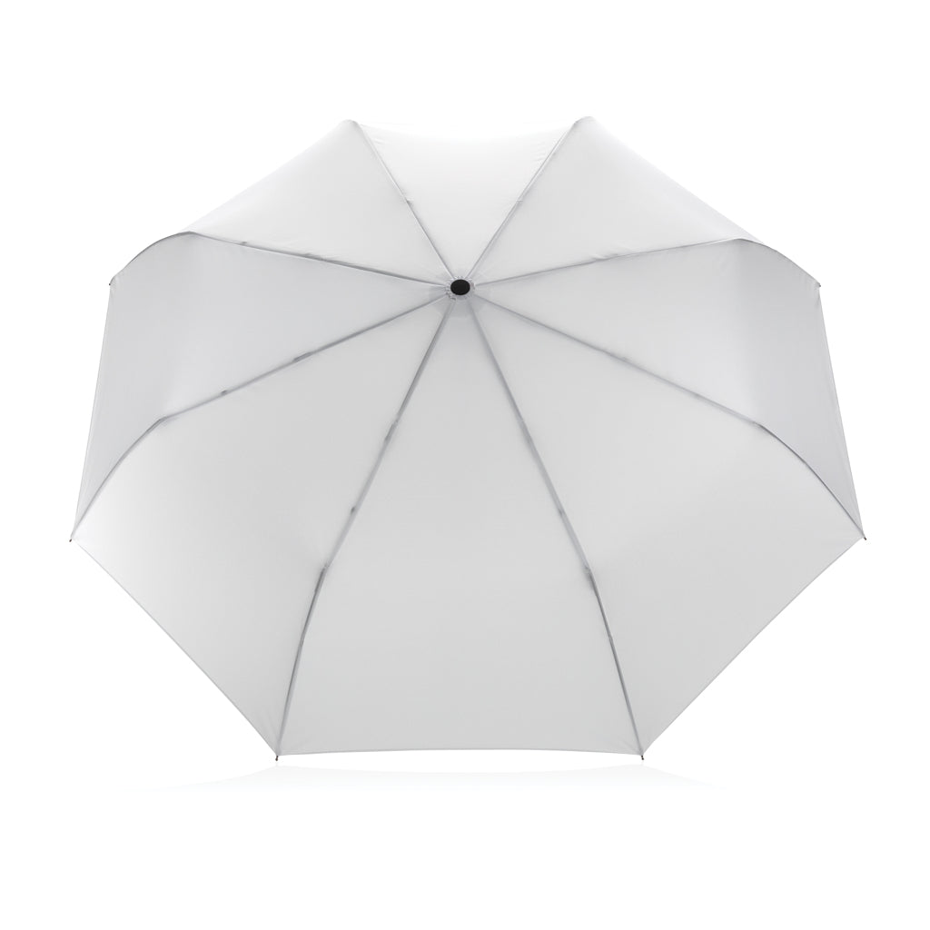21' Impact AWARE™ RPET 190T bamboo auto open/close umbrella - White