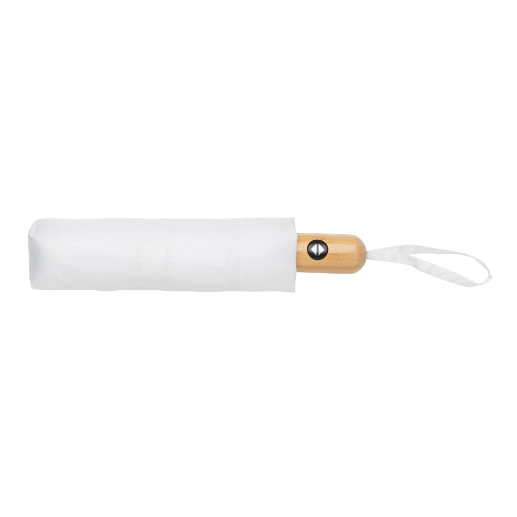 21' Impact AWARE™ RPET 190T bamboo auto open/close umbrella - White