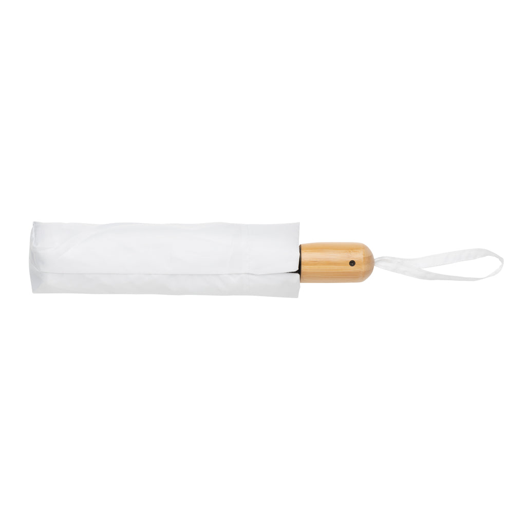 21' Impact AWARE™ RPET 190T bamboo auto open/close umbrella - White
