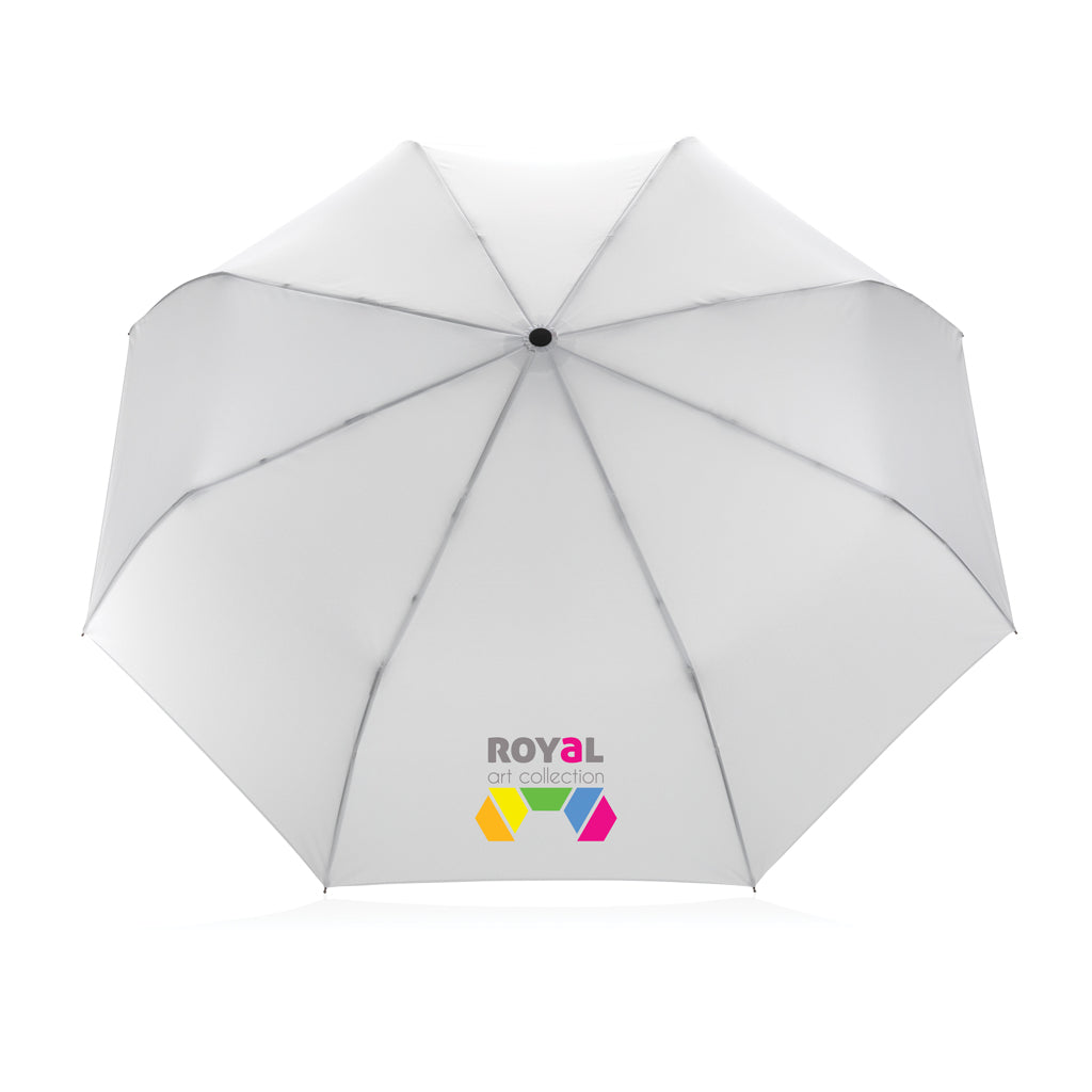 21' Impact AWARE™ RPET 190T bamboo auto open/close umbrella - White