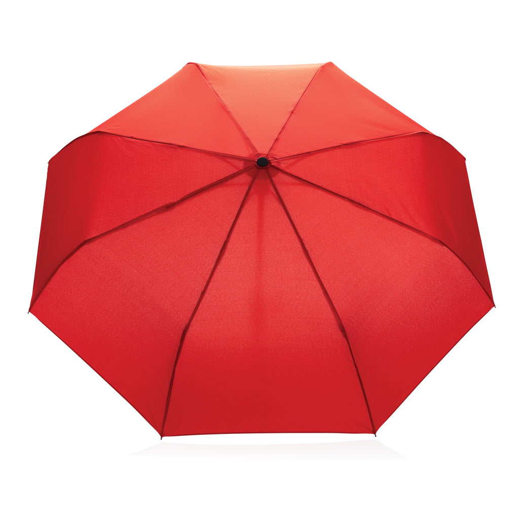 21' Impact AWARE™ RPET 190T bamboo auto open/close umbrella - Red