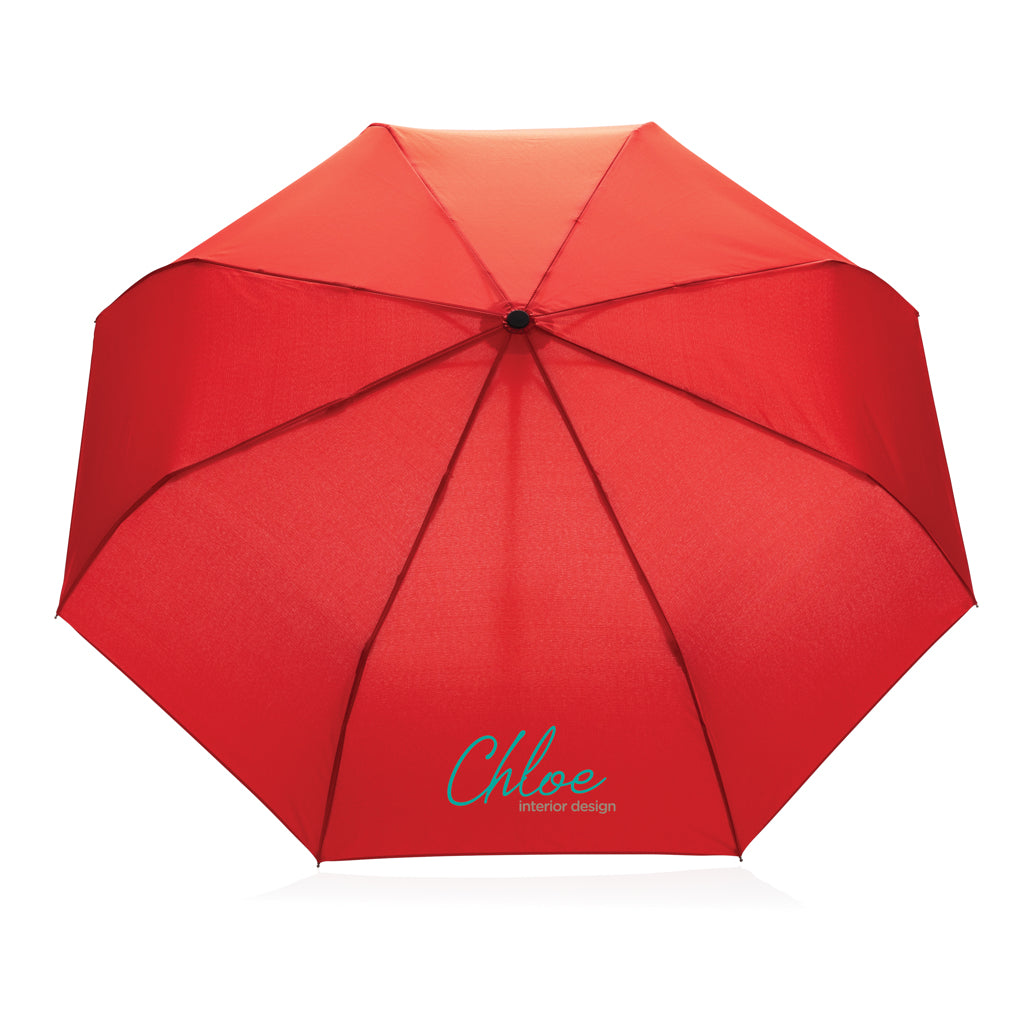 21' Impact AWARE™ RPET 190T bamboo auto open/close umbrella - Red