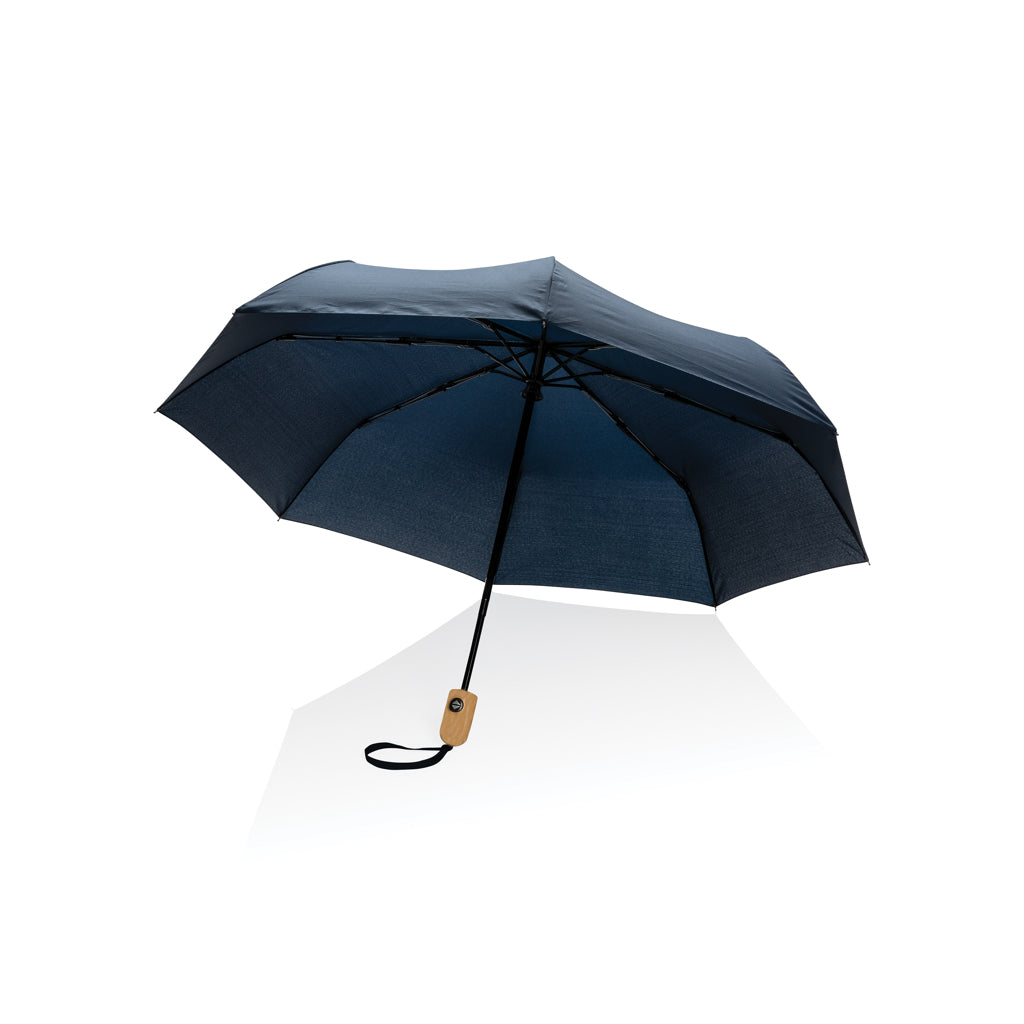 21' Impact AWARE™ RPET 190T bamboo auto open/close umbrella - Navy