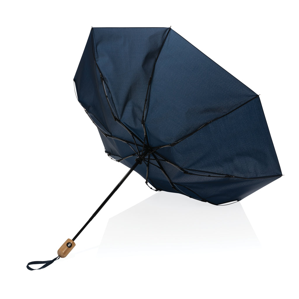 21' Impact AWARE™ RPET 190T bamboo auto open/close umbrella - Navy