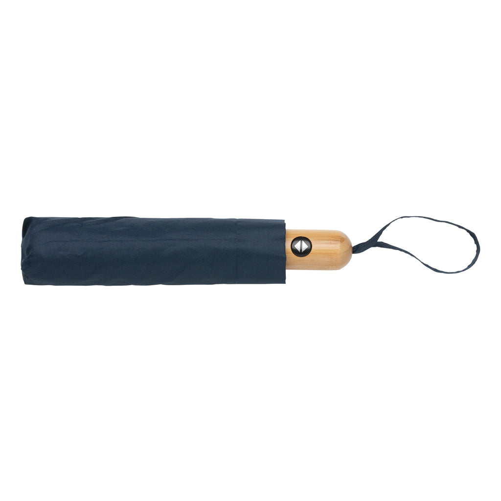 21' Impact AWARE™ RPET 190T bamboo auto open/close umbrella - Navy