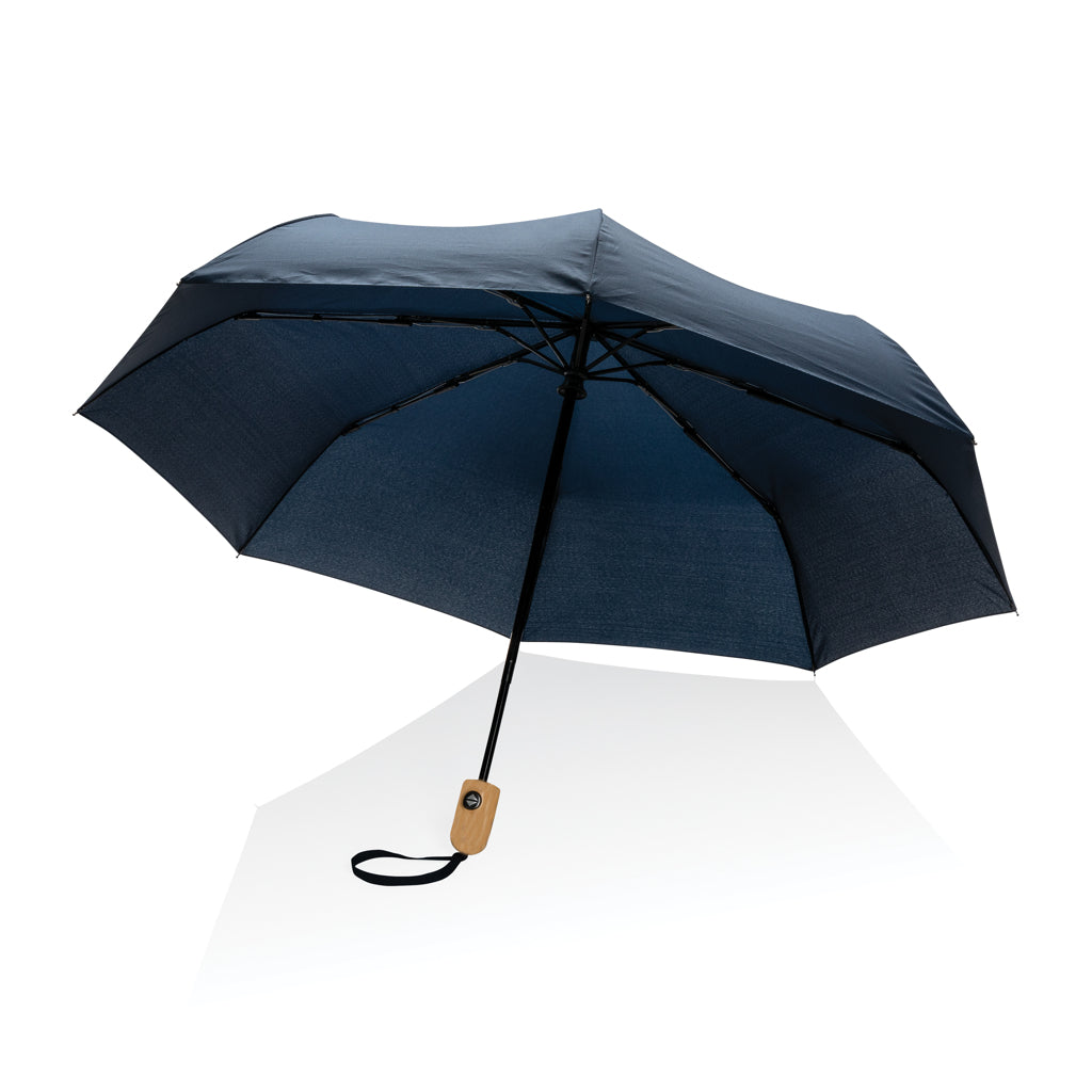 21' Impact AWARE™ RPET 190T bamboo auto open/close umbrella - Navy