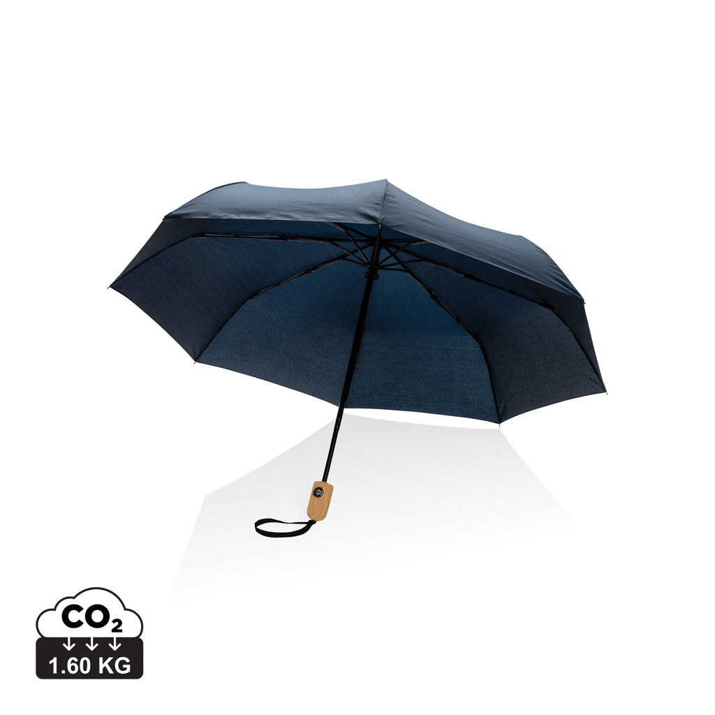 21' Impact AWARE™ RPET 190T bamboo auto open/close umbrella - Navy