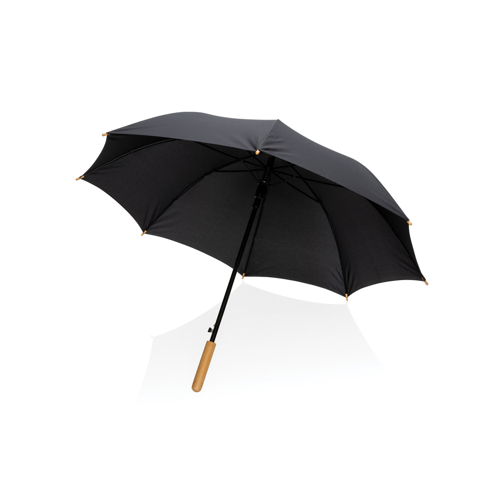 23' Impact AWARE™ RPET 190T auto open bamboo umbrella - Black