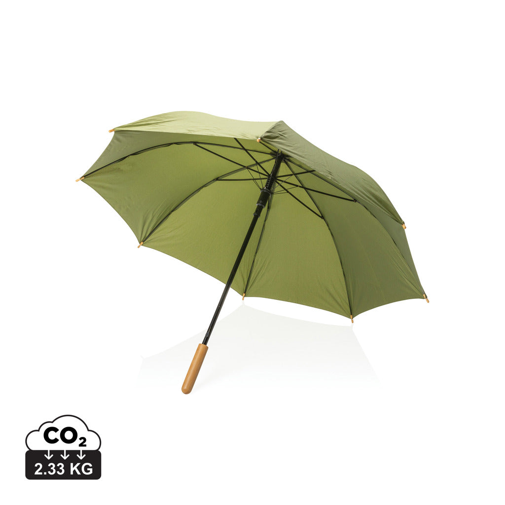 23' Impact AWARE™ RPET 190T auto open bamboo umbrella - Green