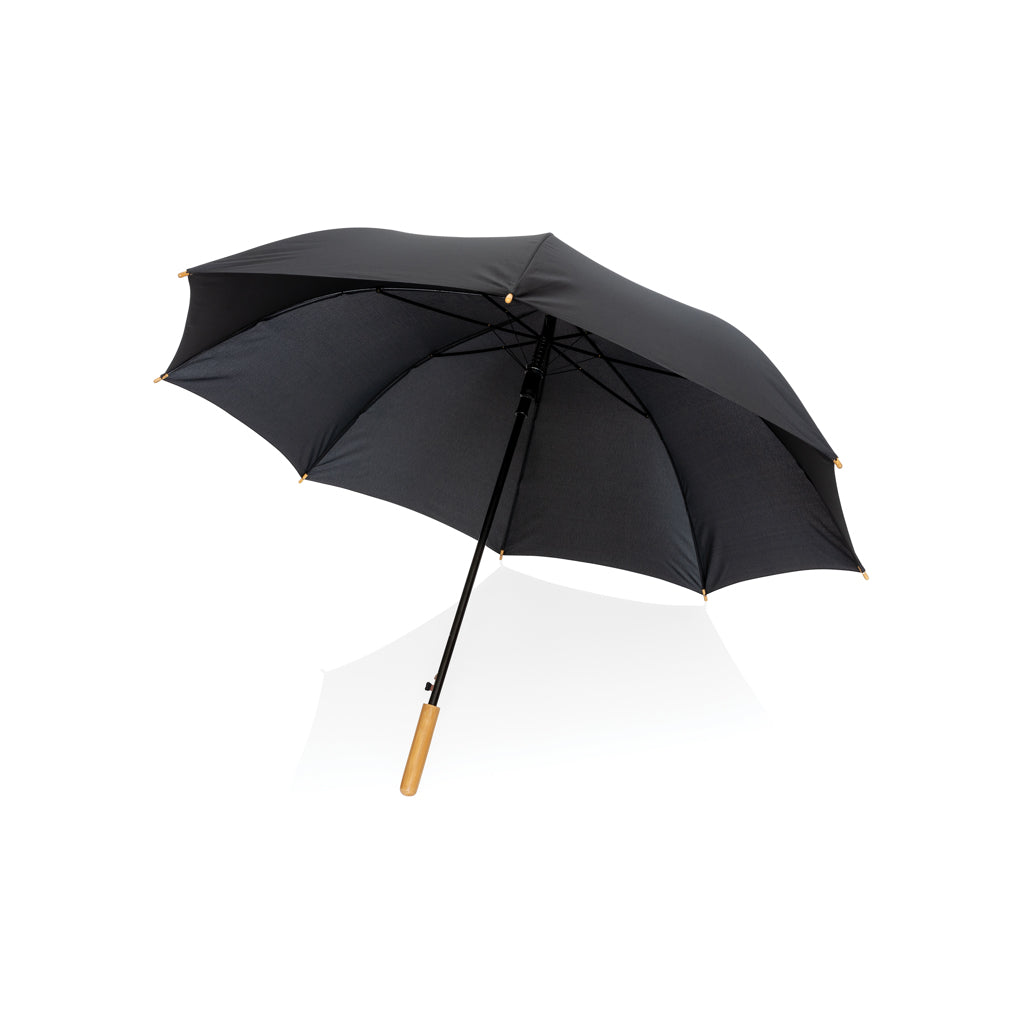 27' Impact AWARE™ RPET 190T auto open bamboo umbrella - Black