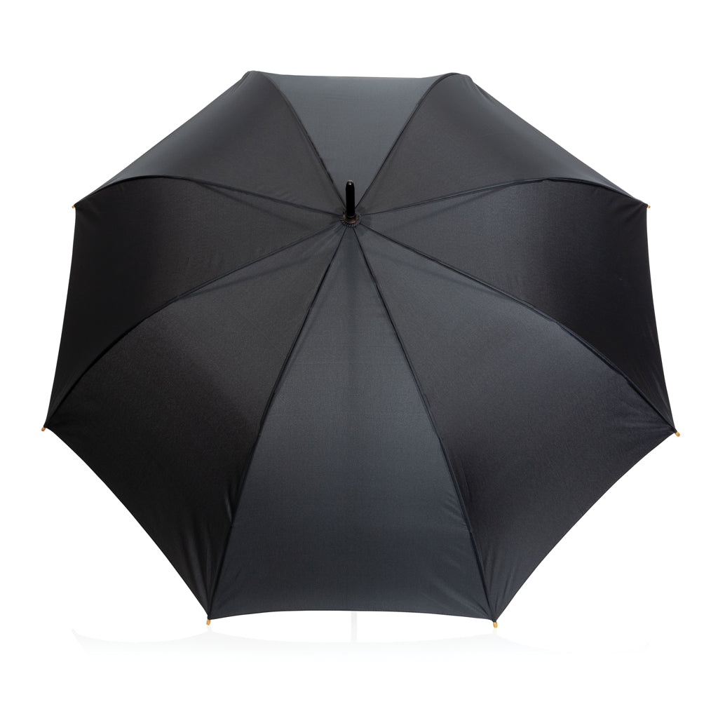 27' Impact AWARE™ RPET 190T auto open bamboo umbrella - Black
