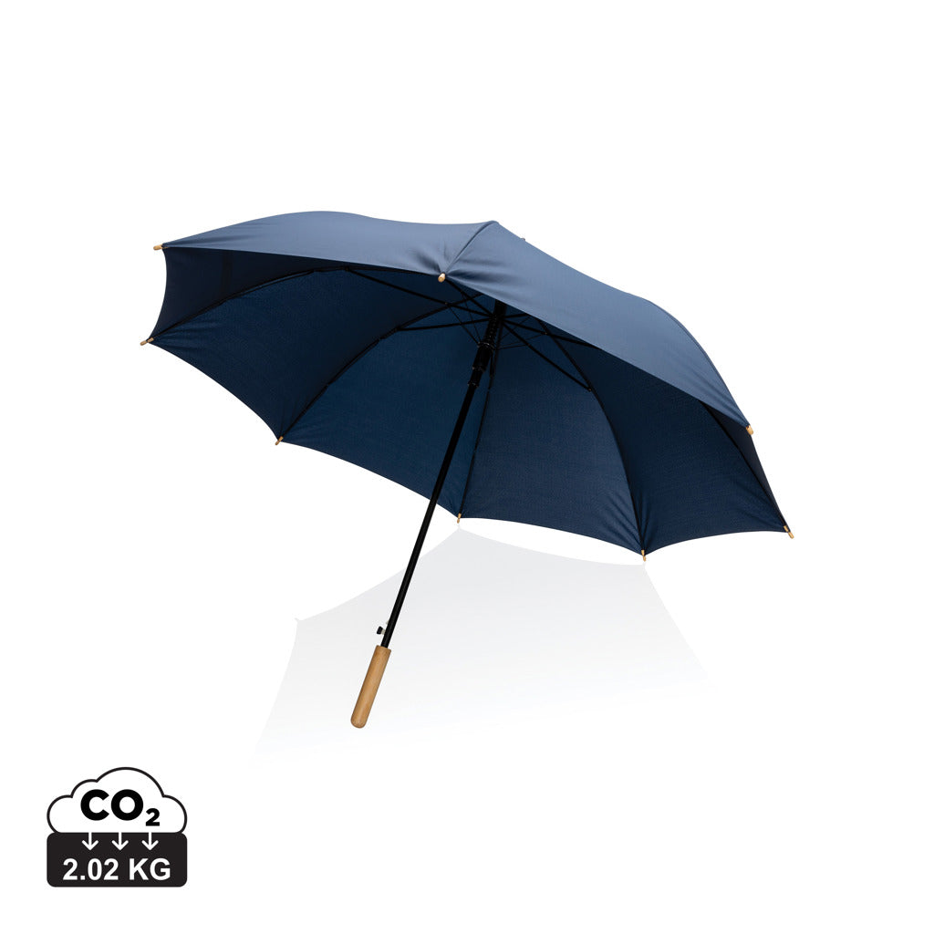 27' Impact AWARE™ RPET 190T auto open bamboo umbrella - Navy