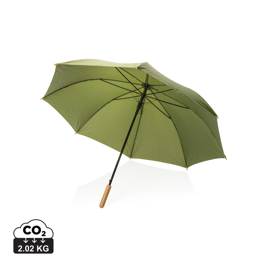 27' Impact AWARE™ RPET 190T auto open bamboo umbrella - Green