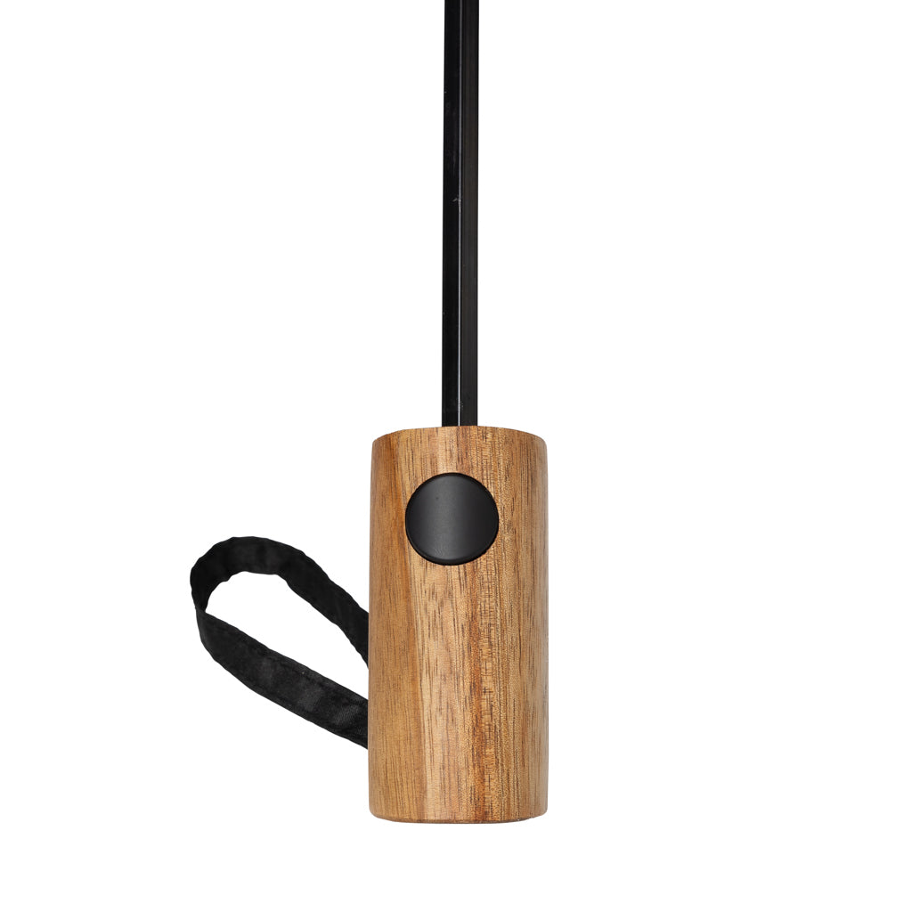 Kaycey 21' AWARE™ RPET Acacia wood mini auto open umbrella - Black
