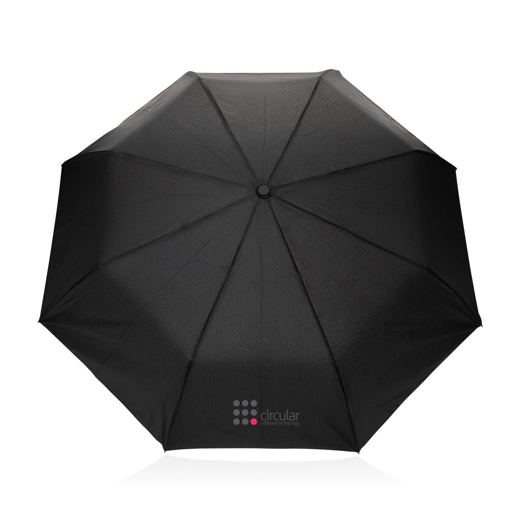 Kaycey 21' AWARE™ RPET Acacia wood mini auto open umbrella - Black