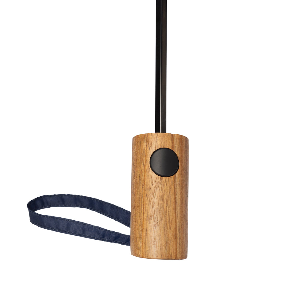 Kaycey 21' AWARE™ RPET Acacia wood mini auto open umbrella - Navy