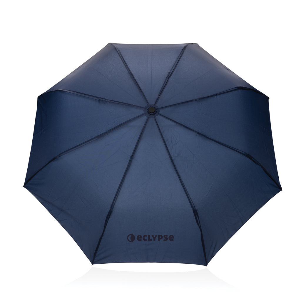 Kaycey 21' AWARE™ RPET Acacia wood mini auto open umbrella - Navy