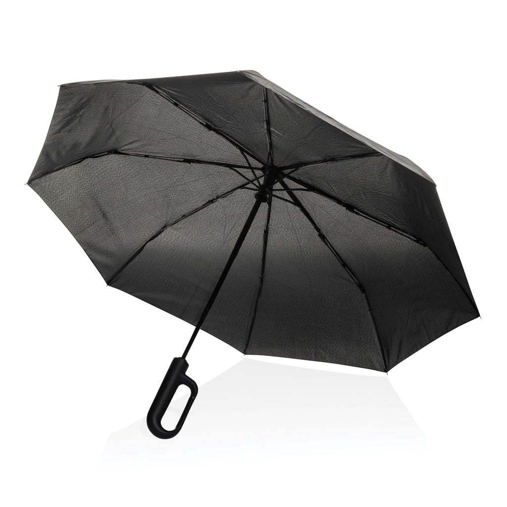 Yara 21' AWARE™ RPET solid colour umbrella with carabiner - Black