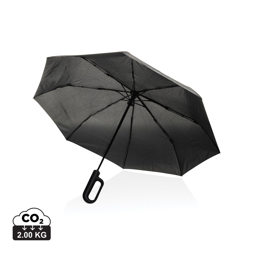 Yara 21' AWARE™ RPET solid colour umbrella with carabiner - Black