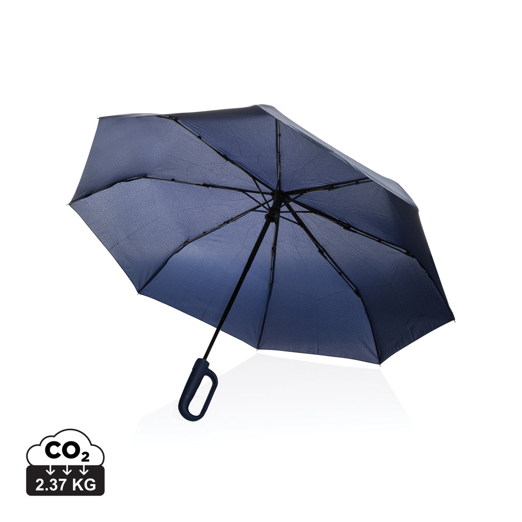Yara 21' AWARE™ RPET solid colour umbrella with carabiner - Navy
