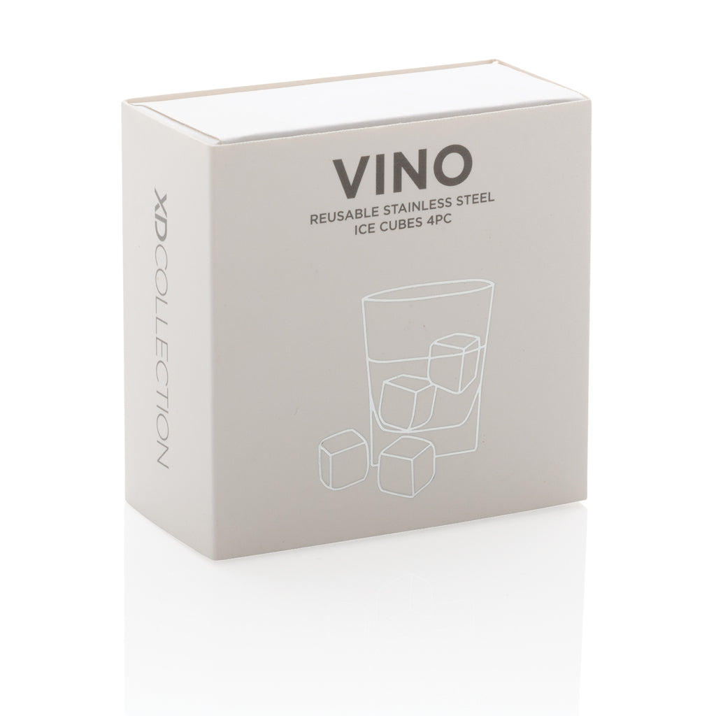 Re-usable stainless steel ice cubes 4pc - Silver