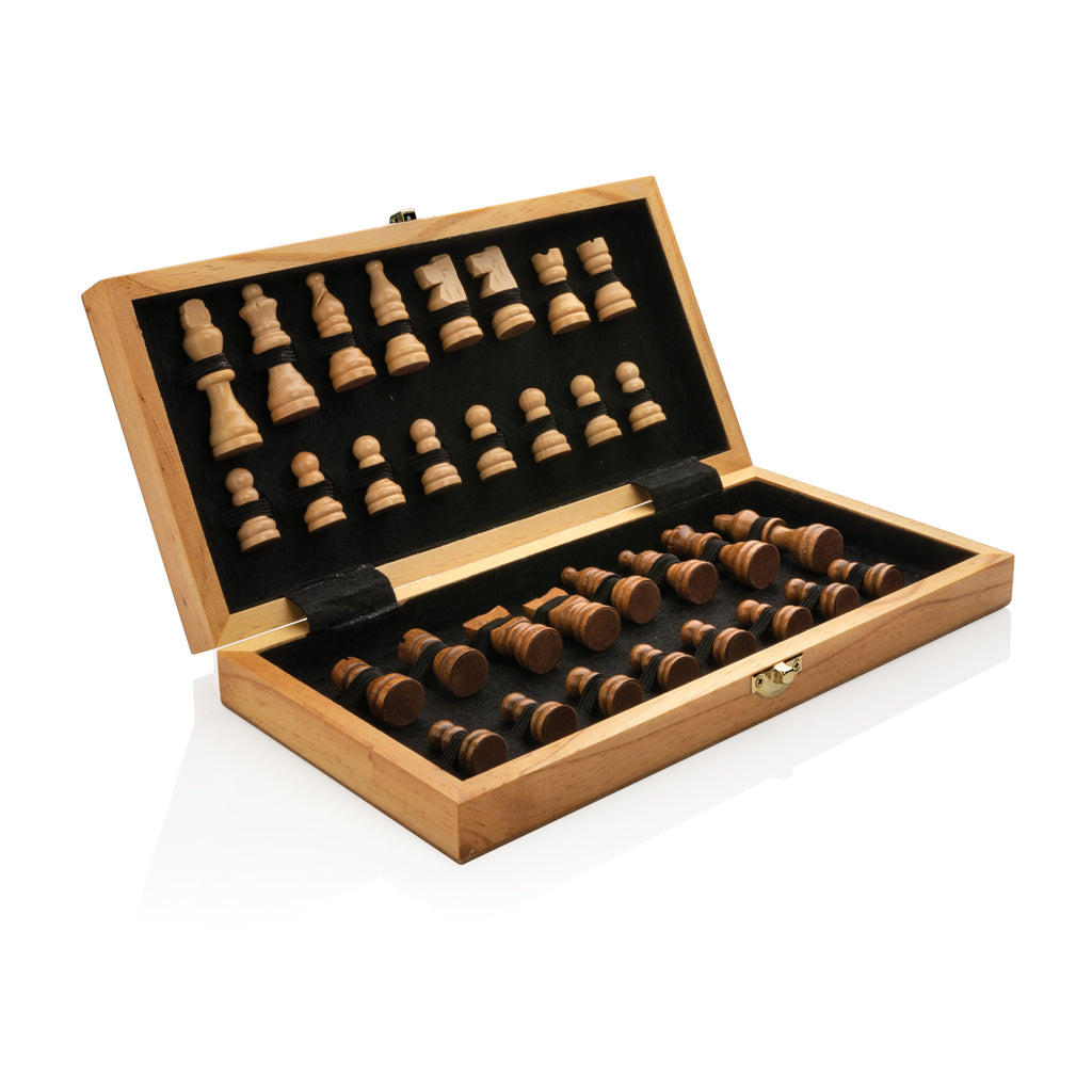 Luxury wooden foldable chess set - Brown