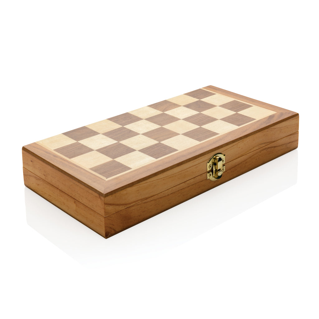 Luxury wooden foldable chess set - Brown