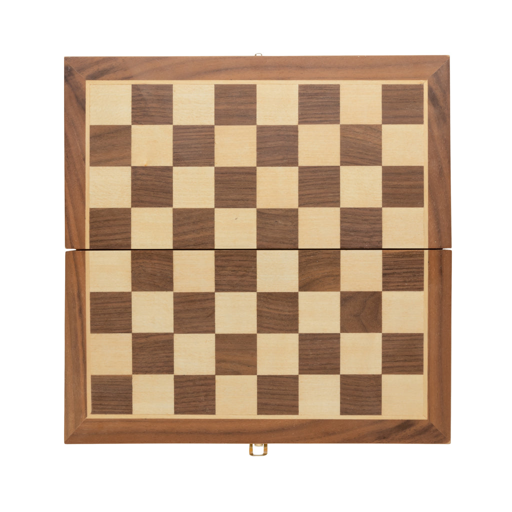 Luxury wooden foldable chess set - Brown