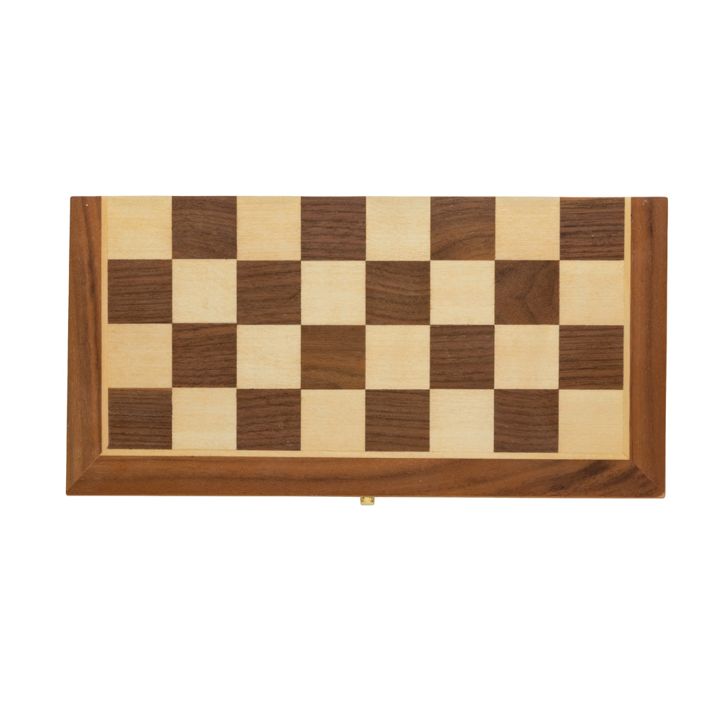 Luxury wooden foldable chess set - Brown