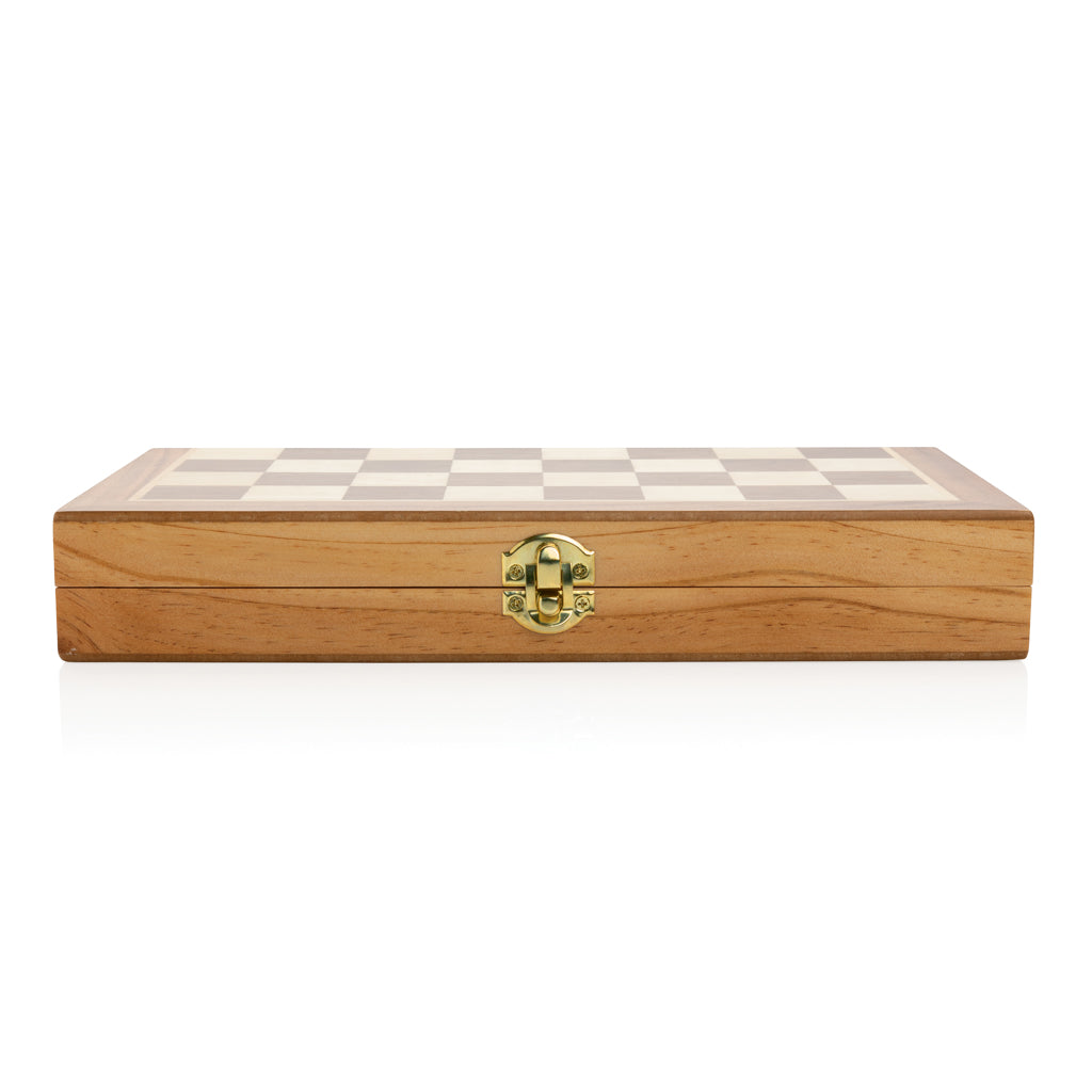 Luxury wooden foldable chess set - Brown