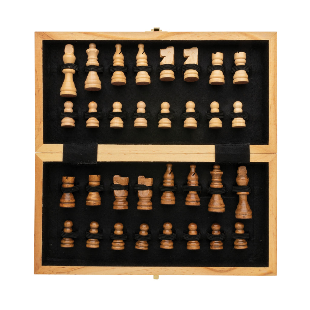 Luxury wooden foldable chess set - Brown
