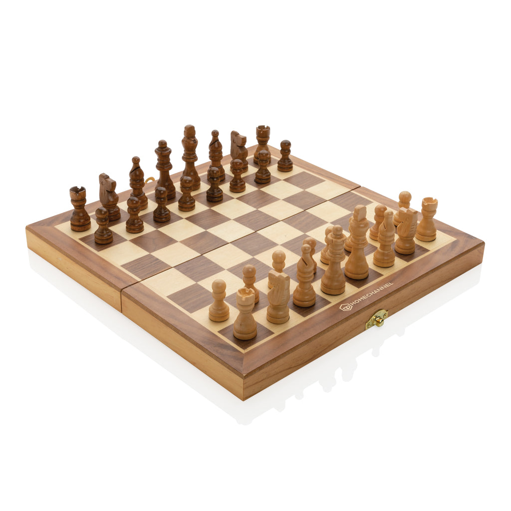 Luxury wooden foldable chess set - Brown