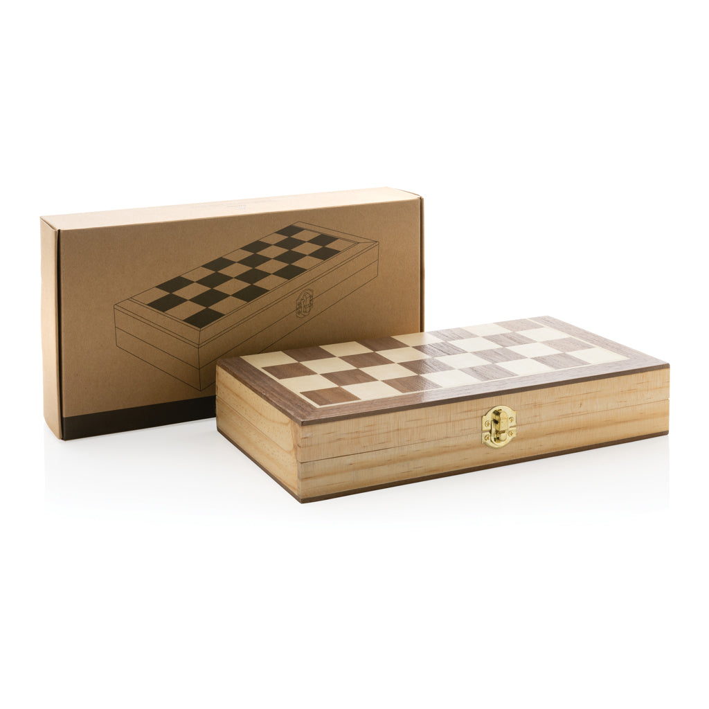 Luxury wooden foldable chess set - Brown