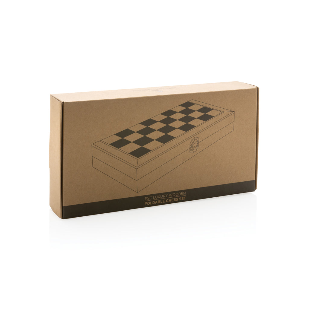 Luxury wooden foldable chess set - Brown