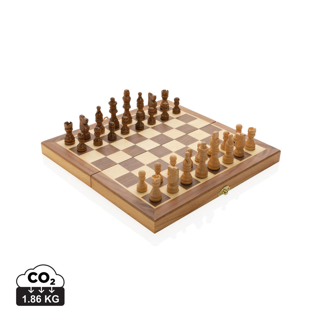 Luxury wooden foldable chess set - Brown