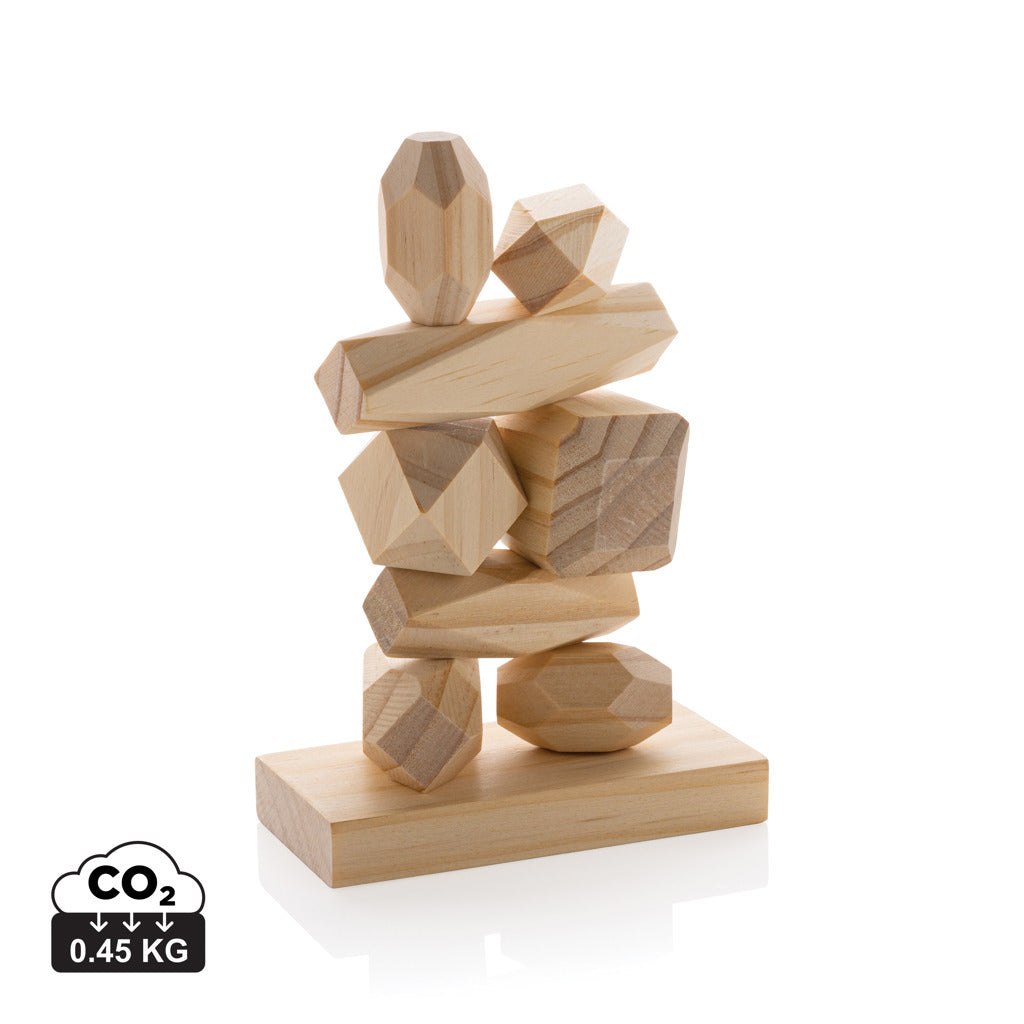 Ukiyo Crios wooden balancing rocks in pouch - Brown