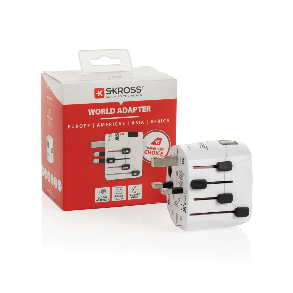 SKROSS Pro 3-Pole World Travel Adapter - White