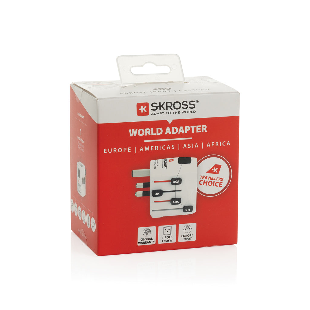 SKROSS Pro 3-Pole World Travel Adapter - White