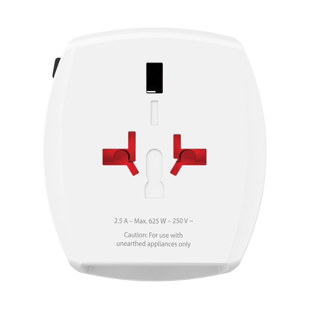 SKROSS World Travel Adapter MUV 2-pole with USB A and C - White