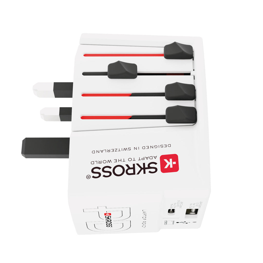 SKROSS World Travel Adapter MUV 65W PD with USB C Cable - White