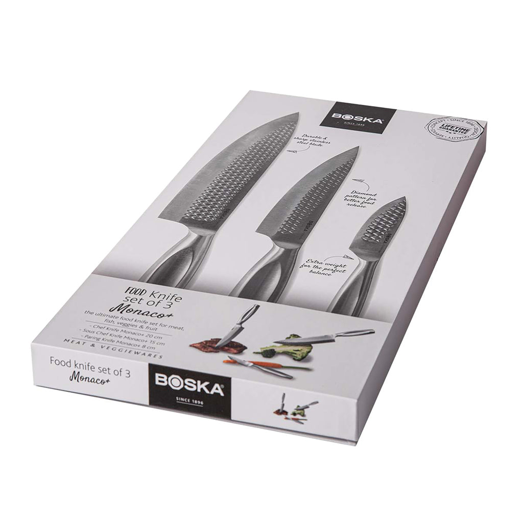 BOSKA Kitchen Knives Monaco+, set of 3 - Steel