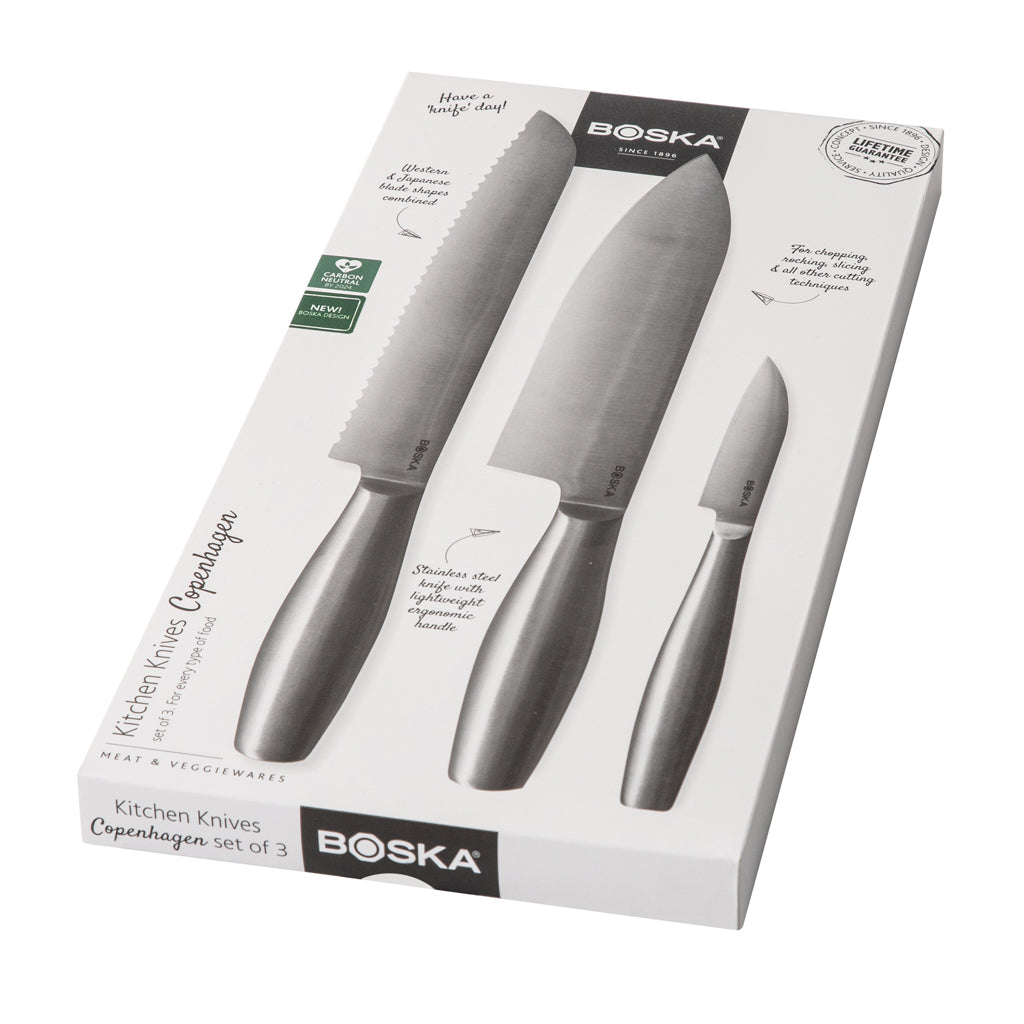BOSKA Kitchen Knives Copenhagen, set of 3 - Steel