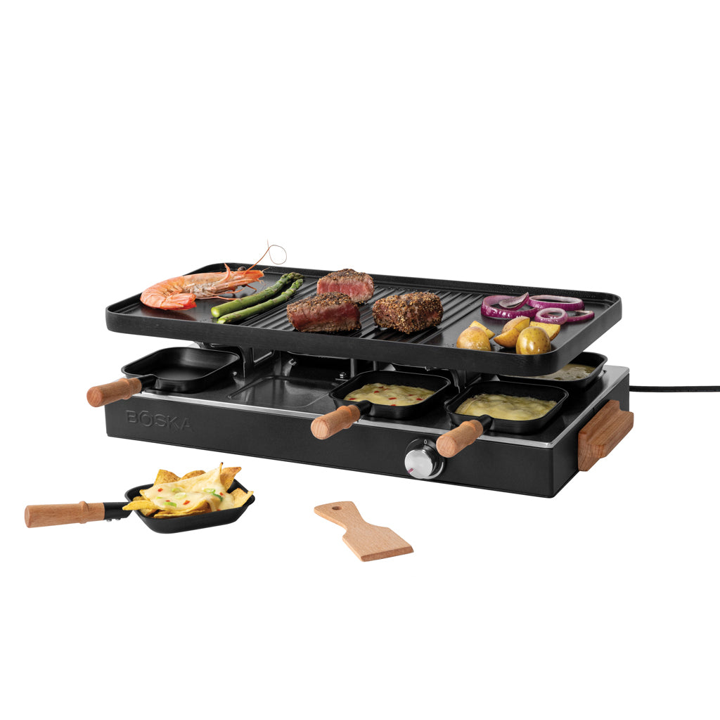 BOSKA Raclette Gourmet Party, 8 Person (EU Type F) - Black