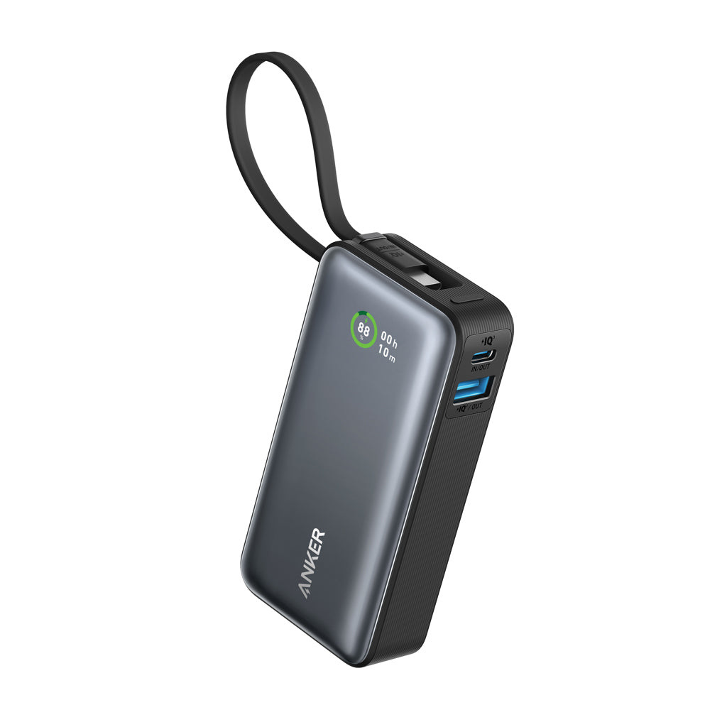 Anker Nano Power Bank 30W, Built-In USB-C Cable - Black