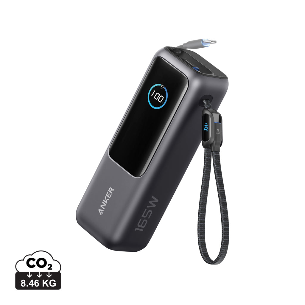 Anker Power Bank 25.000 mah 165W, Built-in retractable cable - Grey