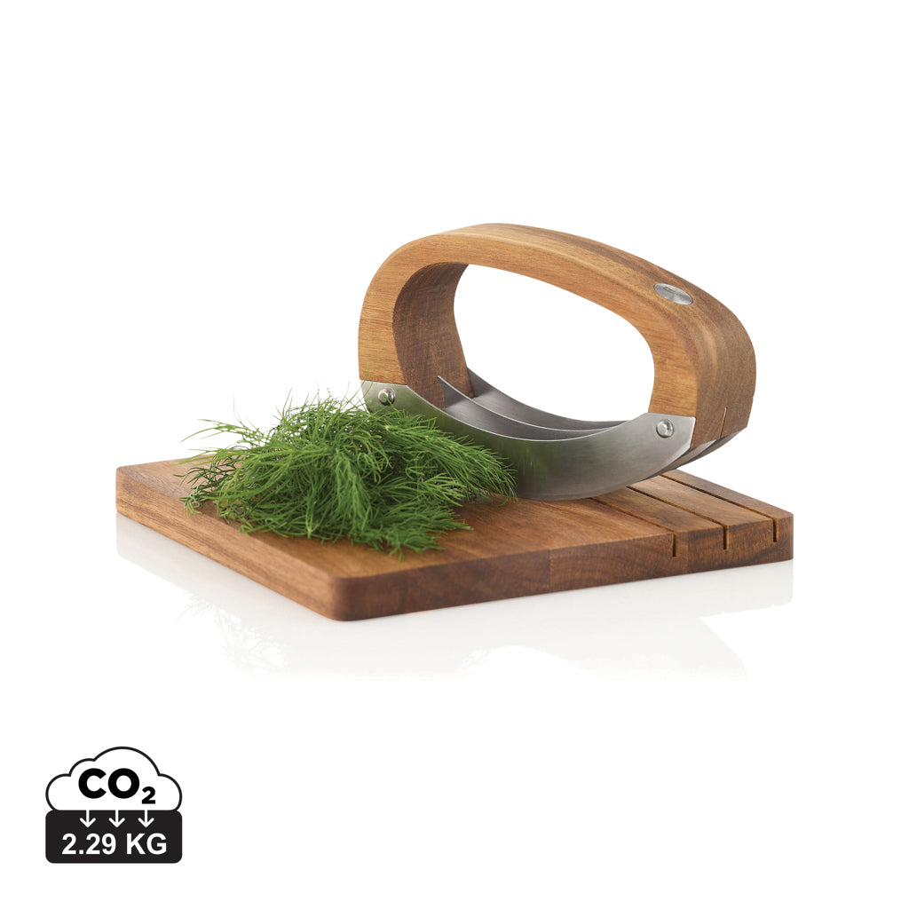AdHoc RoccaVerde Chopping knife with chopping board - Brown
