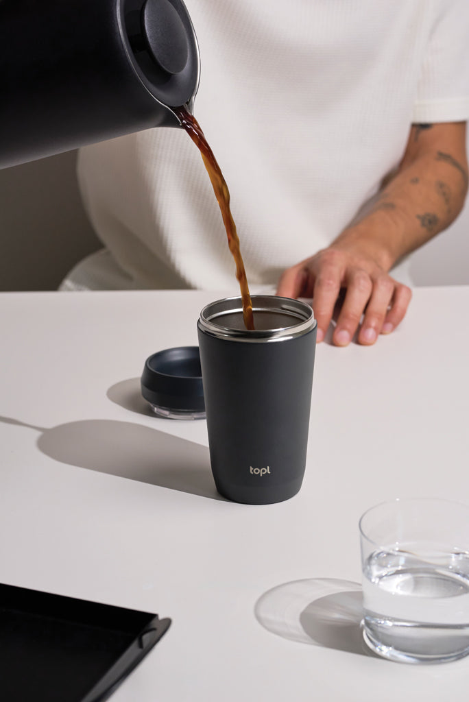 Topl Recycled Steel To Go Tumbler Patented 360 Lid 354ml - Grey