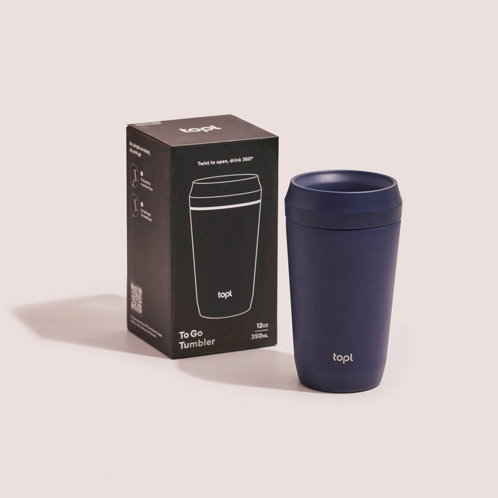 Topl Recycled Steel To Go Tumbler Patented 360 Lid 354ml - Navy