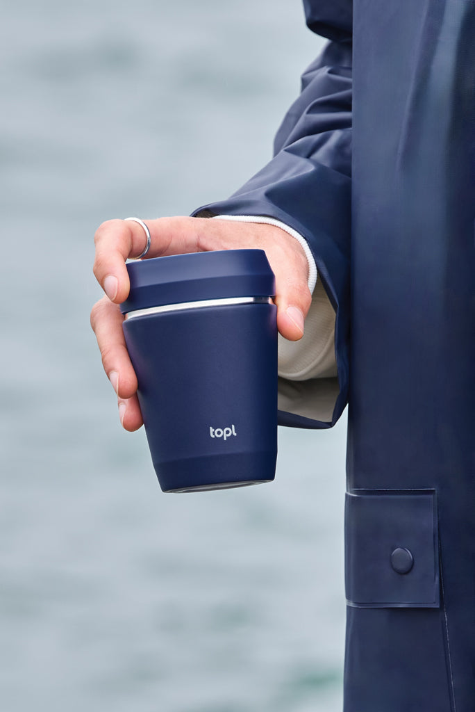 Topl Recycled Steel To Go Tumbler Patented 360 Lid 235ml - Navy